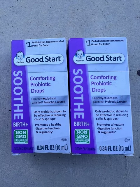2-PACK Gerber Good Start Soothe Comforting Probiotic Drops - 0.34 oz EXP 11/22