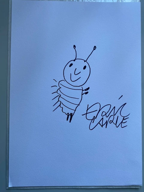 ERIC CARLE ORIGINAL The Very Hungry Caterpillar Signed Drawing On A4 ...