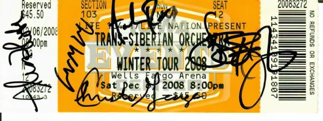 "Trans-Siberian Orchestra" Group Signed Concert Ticket