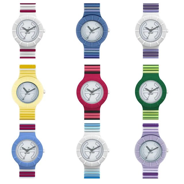 HIP HOP Orologio HBU0373 DONNA PIED DE POULE quadrante ALTRO e CINTURINO SILICONE CON TESSUTO ROSSO