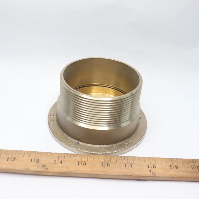 Heavy Duty Cleanout Spud Metal 3-1/2" with Round Cover Polished Brass 5" C37-811