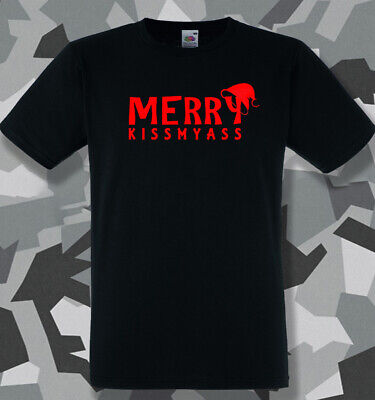 Merry Kiss My Ass Divertente T-shirt da uomo di Natale Grinch grummpy PAPA 'REGALO