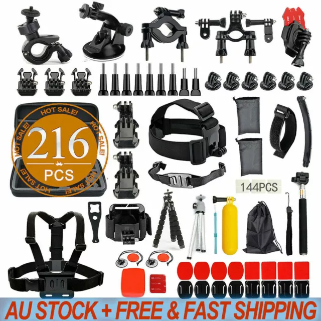 216pcs Accessories Pack Case Chest Head Floating Monopod GoPro Hero 8 7 6 5 4 3+