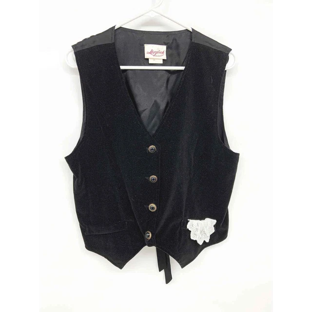 Vintage Storybook Heirlooms Suit Vest Waistcoat Black Button Up Size 14