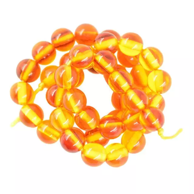 Brin de 15 "de perles rondes rondes lisses transparentes jaunes ambrées