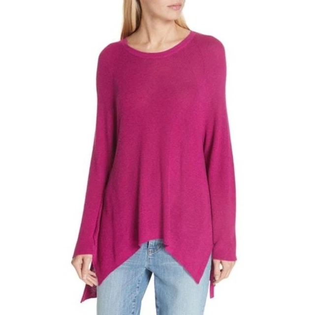 Eileen Fisher Cerse Tencel Organic Cotton Silk Blend Round Neck Knit Top Size S