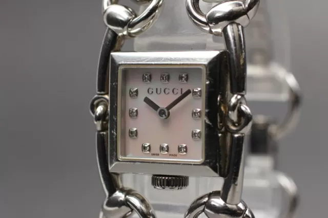 ▶Vintage [EXC5] GUCCI Signoria 116,5 Lunetta Diamante Quarzo Argento dal Giappone T322 2