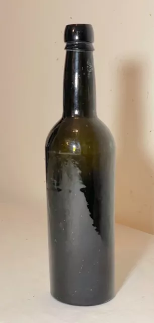 antique iron pontil 1700's handmade 4 part mold blown green whiskey glass bottle