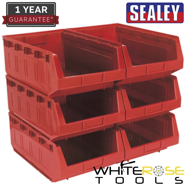 Sealey Cestino plastica 310 x 500 x 190 mm - Confezione da 6 rossi