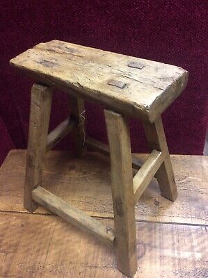 Hungarian Style Wooden Rustic Antique Stool 3