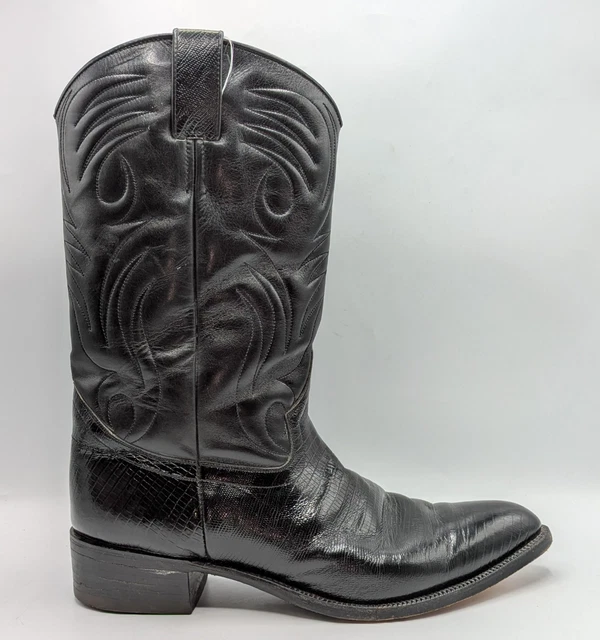 TONY MORA BLACK Leather Western Cowboy Boots EU 43 US 9.5 Made in Spain ...