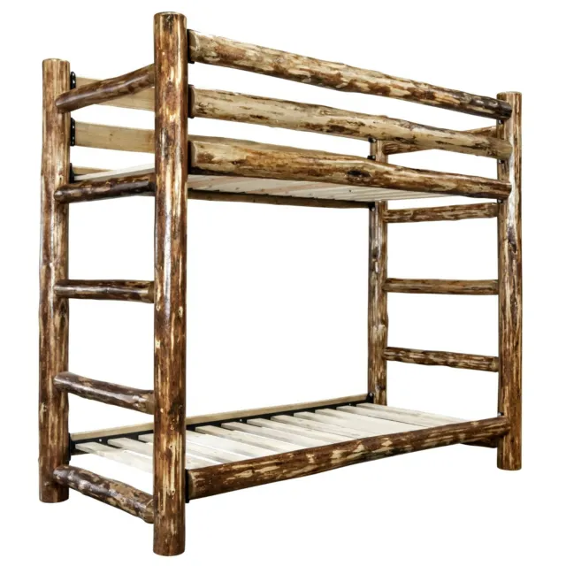 Rustic Log BunkBed TWIN SIZE Amish Made Bunk Beds Western Lodge  Furniture