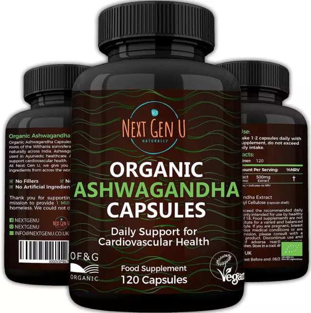 500 mg Strength 120 Capsules Ashwagandha Dietary Health Supplement