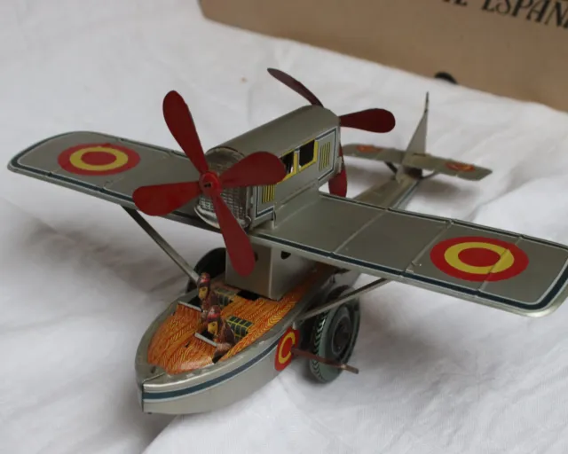PAYA nostalgisches Blechspielzeug Flugzeug Propellermaschine mit 2 Piloten 28 cm