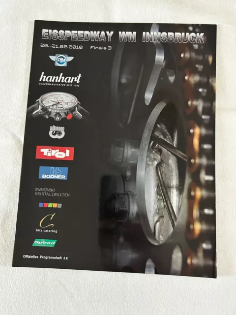 Rare Ice Speedway Programme: World Championship Final 3, Innsbruck Feb-2010, new