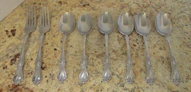 PRECIOUS ROSE Rogers Co Stanley Rogers Stainless Korea 2 Forks+6 Spoons (8 Pcs)