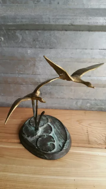 Rare Vintage Metal Bird Lily Pad Sculpture Mid Century Modern Mcm Like J. Bijan