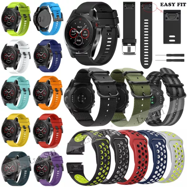 Nylon/Silicone Wrist Band Strap Bracelet For Garmin Fenix 3 HR 5 5X Plus Watch