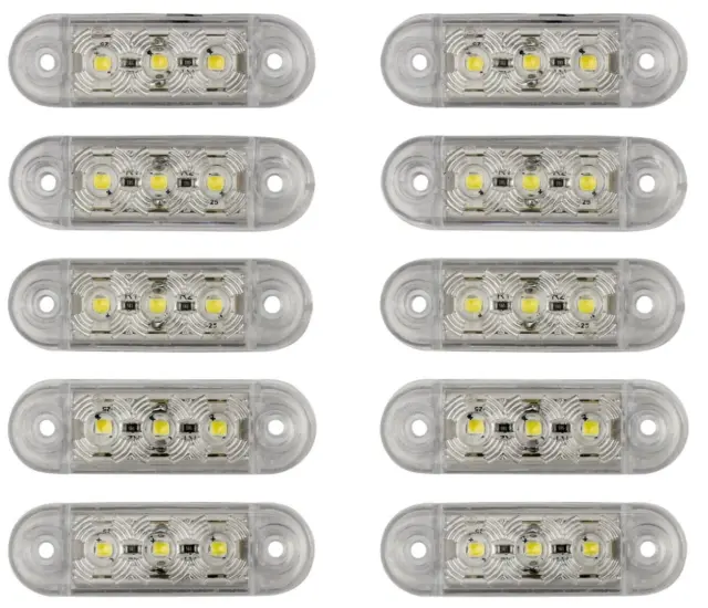 10x 3 LED Weiss Begrenzungsleuchten 12V 24V Positionsleuchten LKW PKW Anhänger