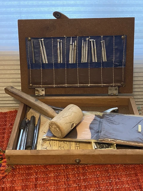 Juego de herramientas de cuero, punzones, tenedores, cuchillo de punta giratoria, estampillas, kit billetera mazo