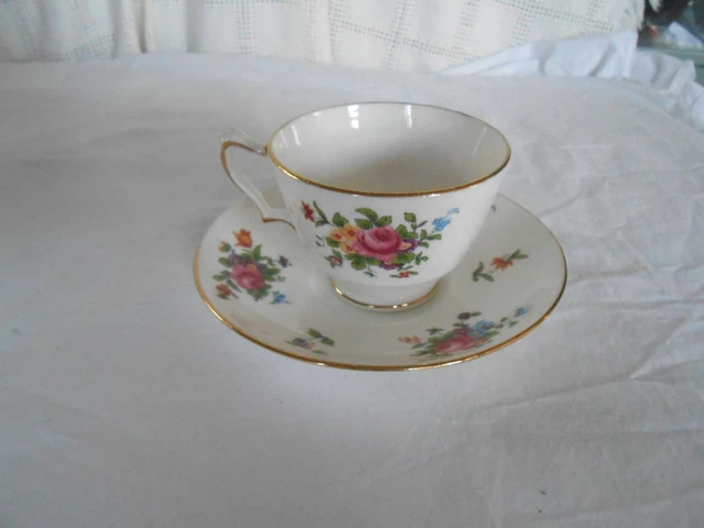 Crown Staffordshire England fine bone china cup & saucer pink roses