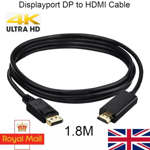 DisplayPort DP to HDMI Cable Adapter for Lenovo, Dell, HP, Asus Laptop 1.8M