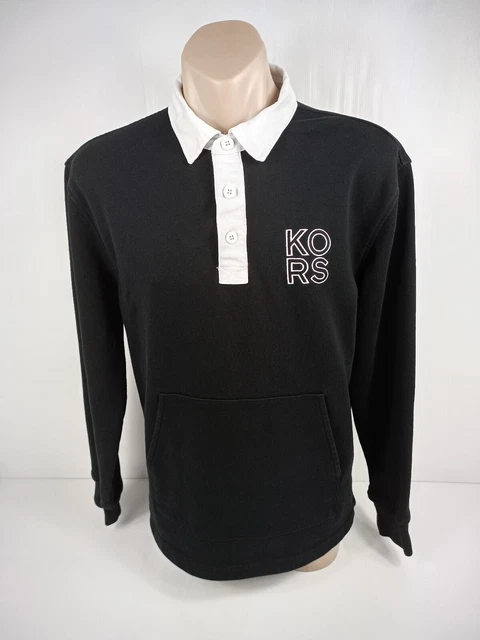 Michael Kors Rugby Sweater Jersey Long Sleeve Mens Black Size M