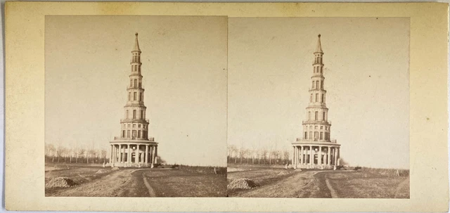 France, Pagode de Chanteloup, vintage albumen print, ca.1880, stéréo Tirage vint
