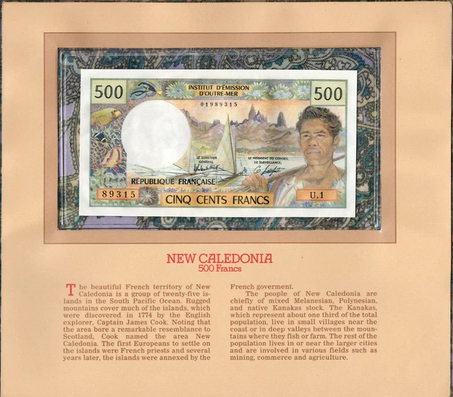 Most Treasured Banknotes New Caledonia 1969 1980 500 Francs Sig 4 P-60d AUNC U.1