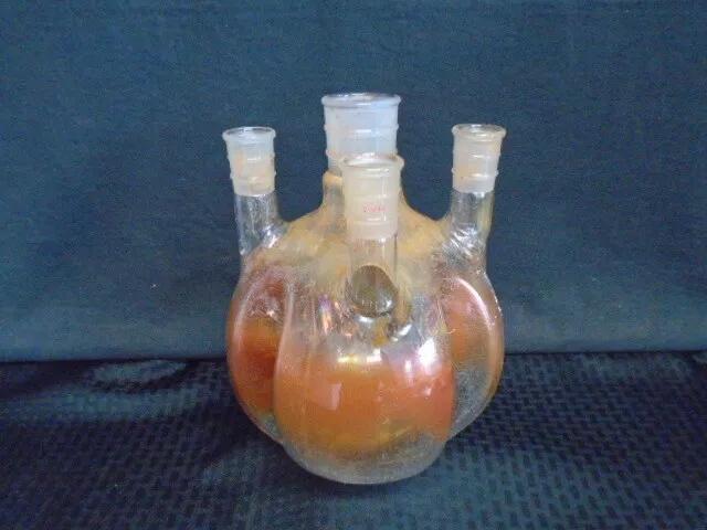 ACE Glass 5000mL 4-Neck Morton Style Indented Round Bottom Flask 45/50 29/42 B