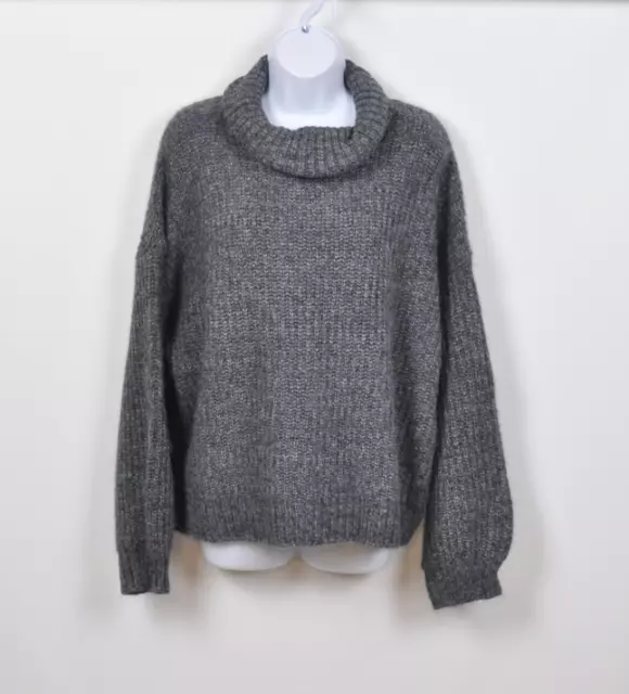 Old Navy Gray Long Sleeve Cowl Neck Chunky Knit Sweater Wool Women's Size XL