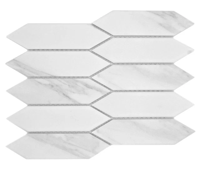 Azulejo de mosaico de cerámica hexágono Carara blanco gris 13-L1102_f | 10 alfombras