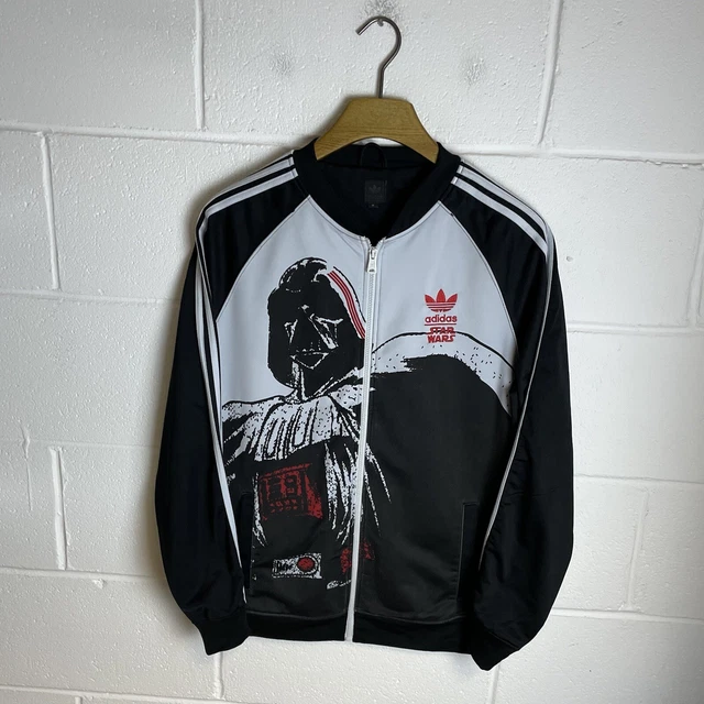 Adidas Star Wars Jacket Mens Medium Black White Darth Vader Trefoil Zip Up