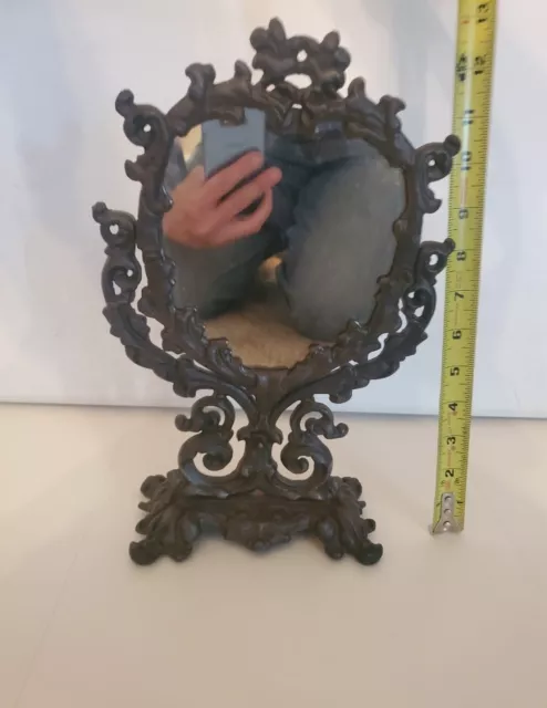 Vintage Victorian Cast Iron Table Top Swivel  Mirror