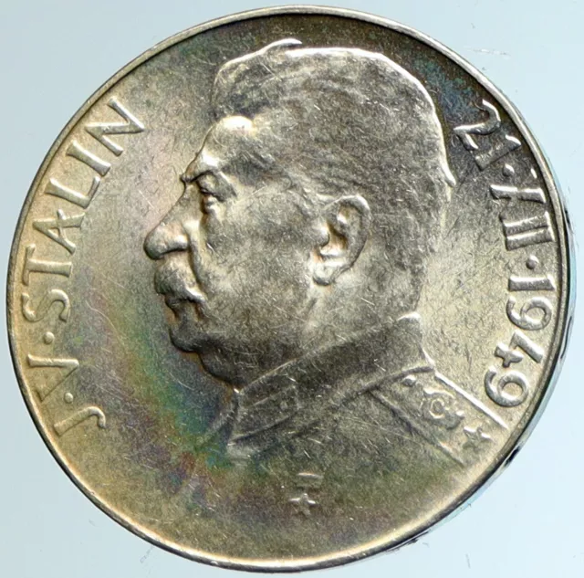 1949 CZECHOSLOVAKIA Josef Stalin Birthday VINTAGE Silver 50 Korun Coin i103228