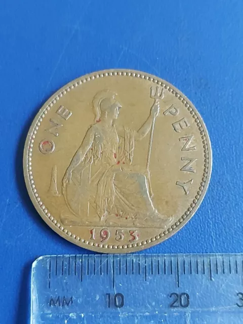 A 1953 Queen Elizabeth II One Penny Coin