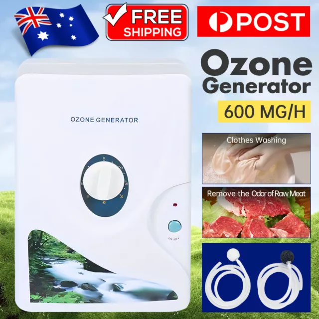 600mg/h Ozone Generator Ozonator Machine Air Purifier Clean Deodoriser 2024 New