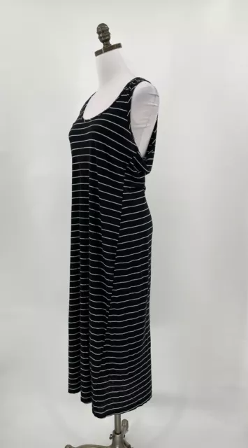 Michael Stars Black White Stripe Long Dress Sleeveless OS 2