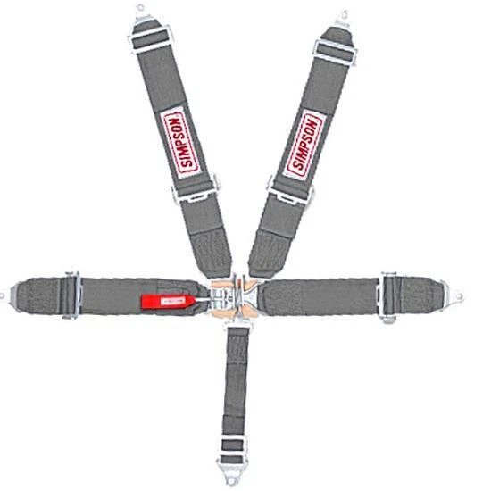 Simpson 29063R Red 5-Point Seat Belt Harness Set, Pull Down