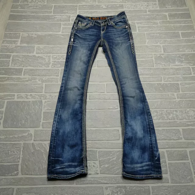 Rock Revival Kai Boot Cut Embellished Womens Jeans Size 24 Denim (26x32)
