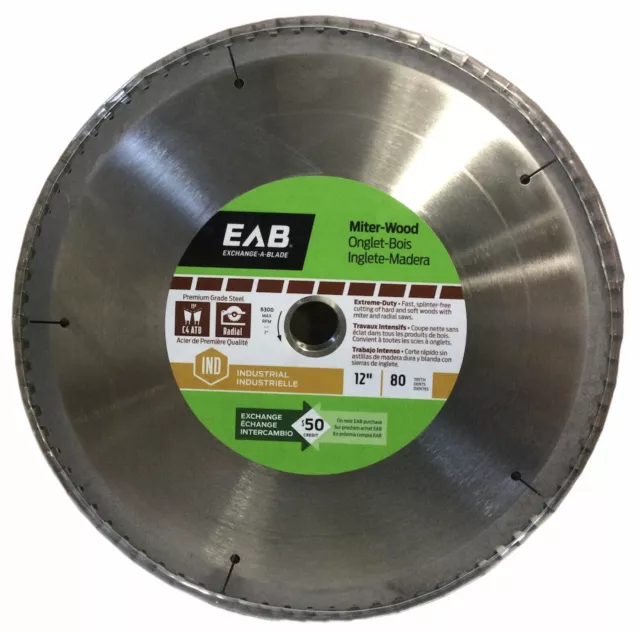 Exchange-A-Blade 1018432 12” 80 Tooth Industrial Grade Blade for Radial Arm Saws