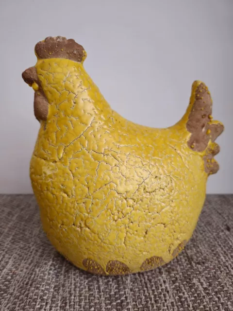 Yellow Crackle Textured Glaze Ceramic Chicken