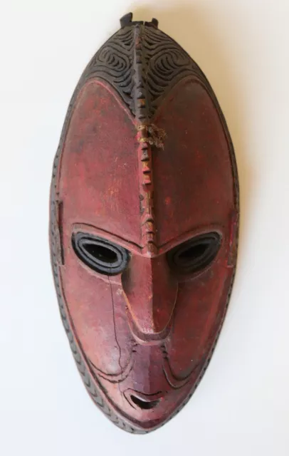 Antique Papua New Guinea Sepik River  Hand Carved Wooden Ancestral Mask 26cm L