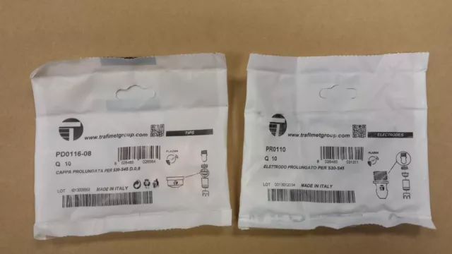 Genuine Trafimet S45 Plasma Torch Tips (Pd0116-08) And Electrodes (Pr0110)