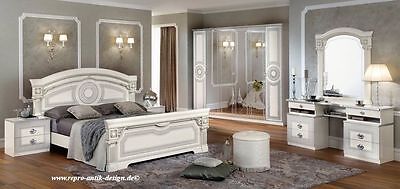 Luxury Baroque Marriage Double Bed Cream White Silver High Gloss Pad Bed 180x200 6