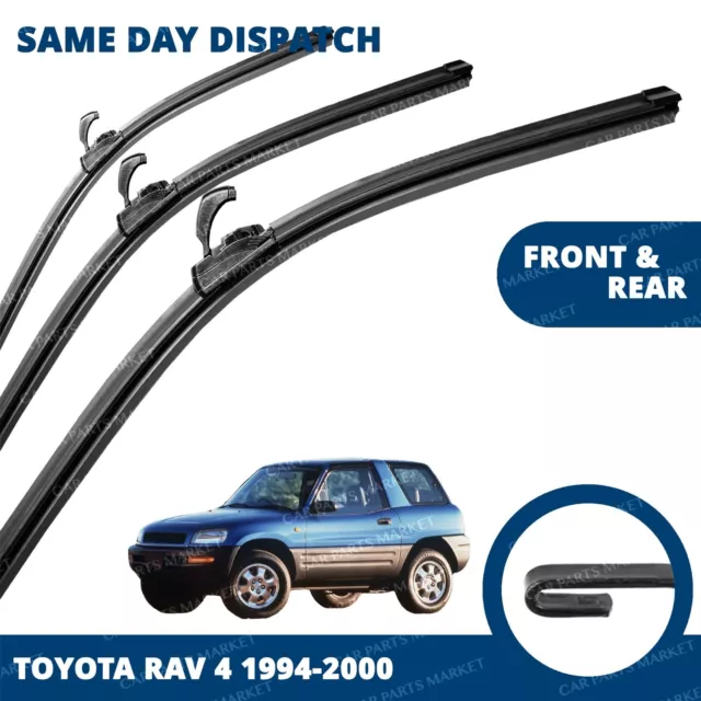 Front/Rear Windscreen 20" 18" 13" Flat Aero Wiper Blades for Toyota RAV 4 94-00