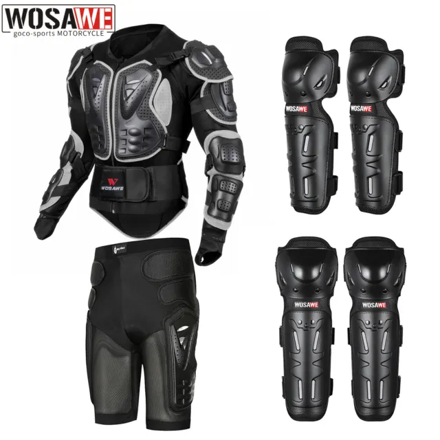 WOSAWE Motorcycle Jacket Body Protective Gear Motocross Knee Pad Chest Protector