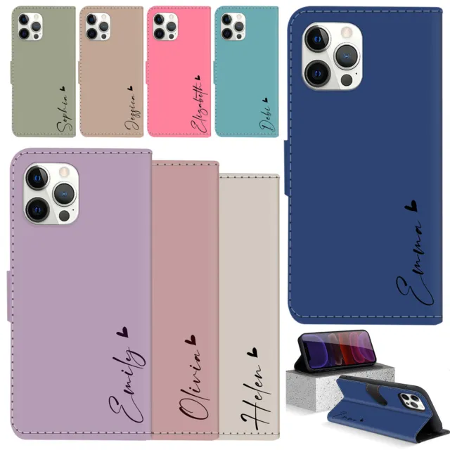 Magnetic Personalised Name Leather Flip Case Cover For iPhone 7 8 11 12 13 14 15