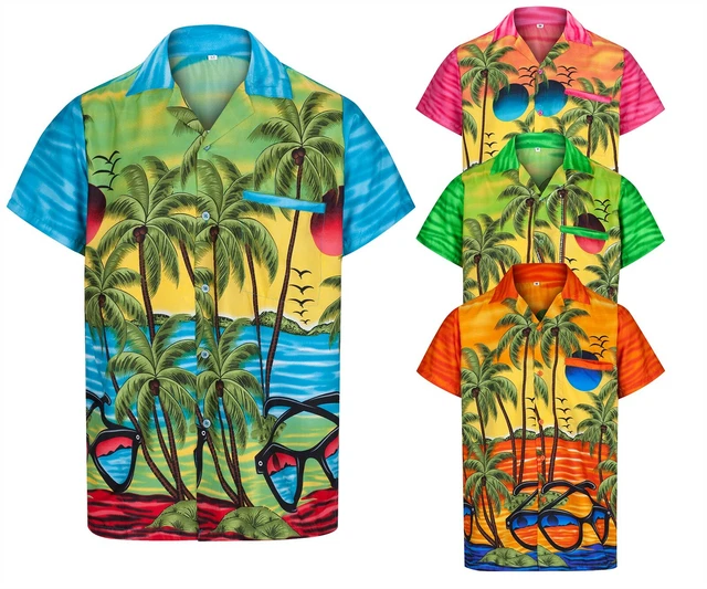 Camicia Hawaiana Uomo Estate - Manica Corta Stampa Tropicale, Cotone E Viscosa - Foto 11