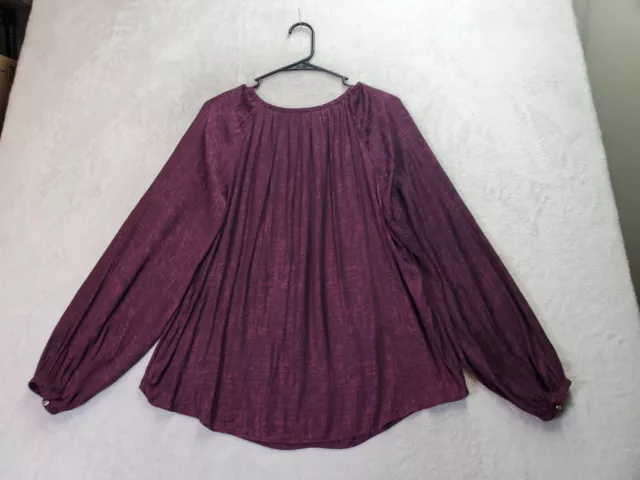 Jennifer Lopez Blouse Top Womens XL Purple Polyester Long Sleeve V Neck Lace Up 2